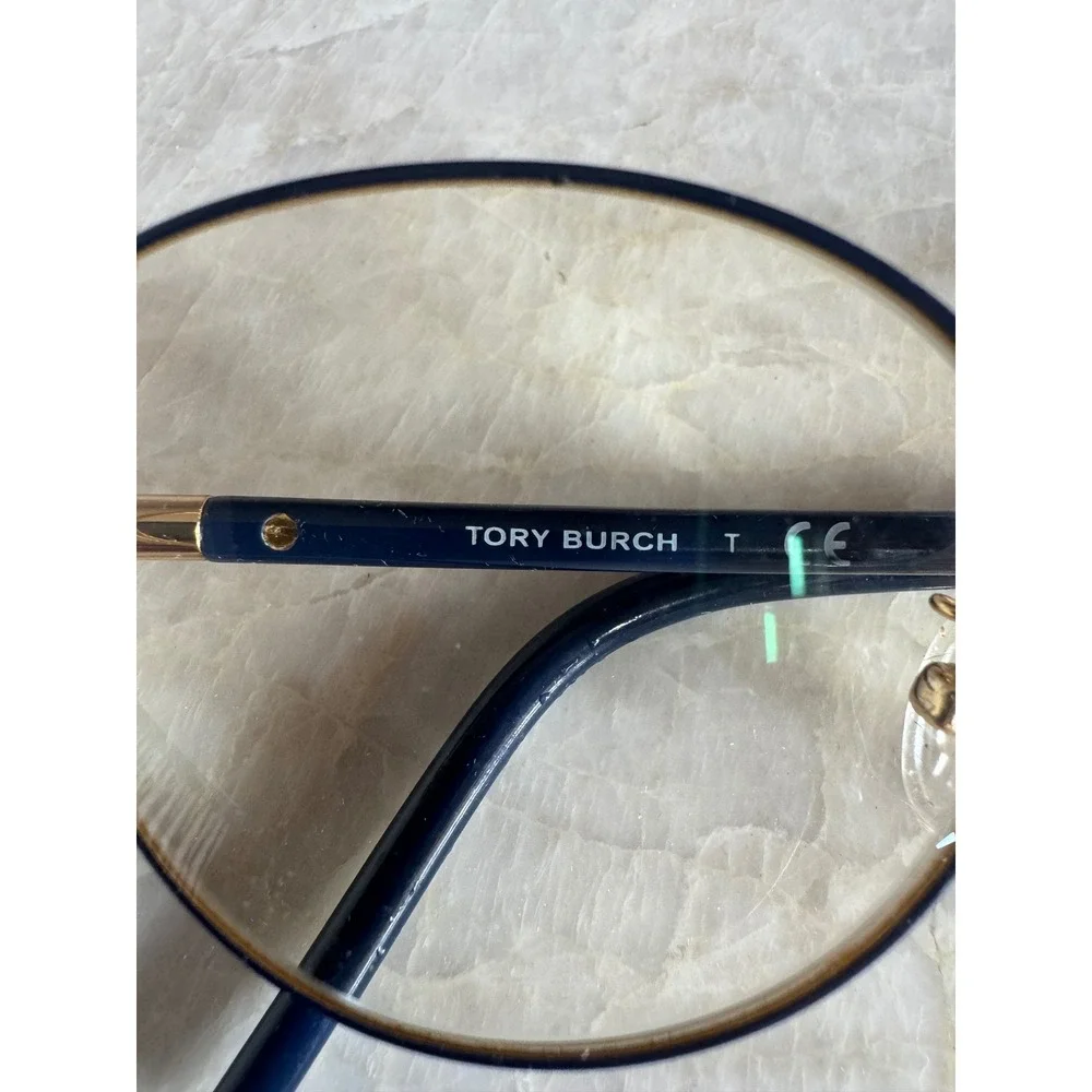 Tory Burch Navy Gold Cateye Full Rim Metal Glasses Eyeglasses‎ Frame Women